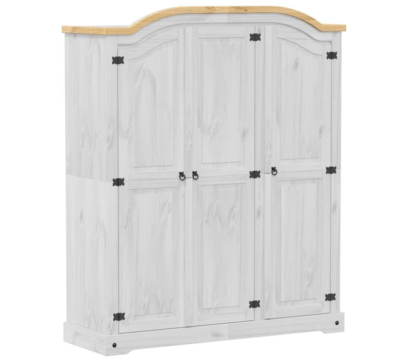 Garde-robe Corona Blanc 151,5x52x186 Cm Bois De Pin Massif