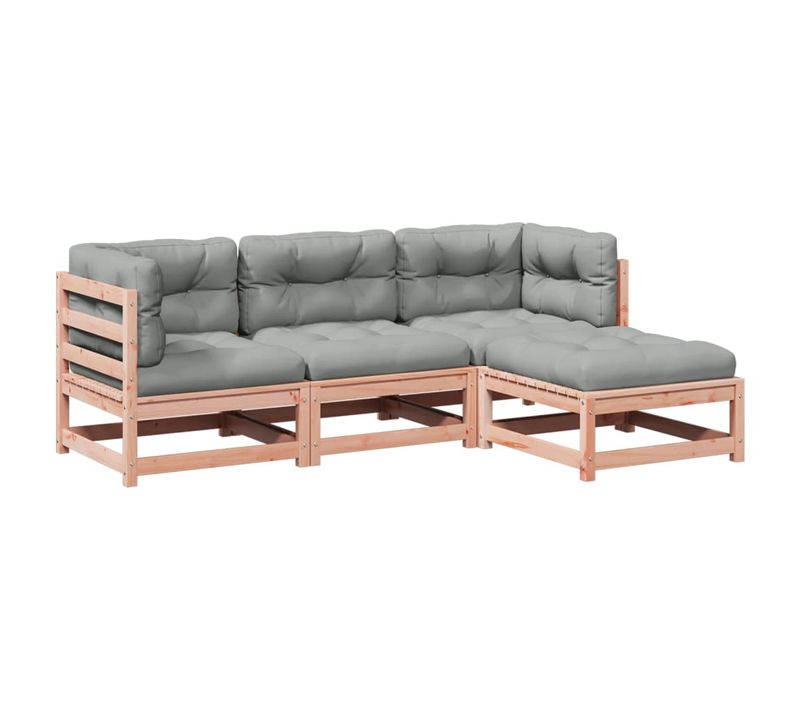 Salon De Jardin 4 Pièces Et Coussins Bois Massif Sapin De Douglas