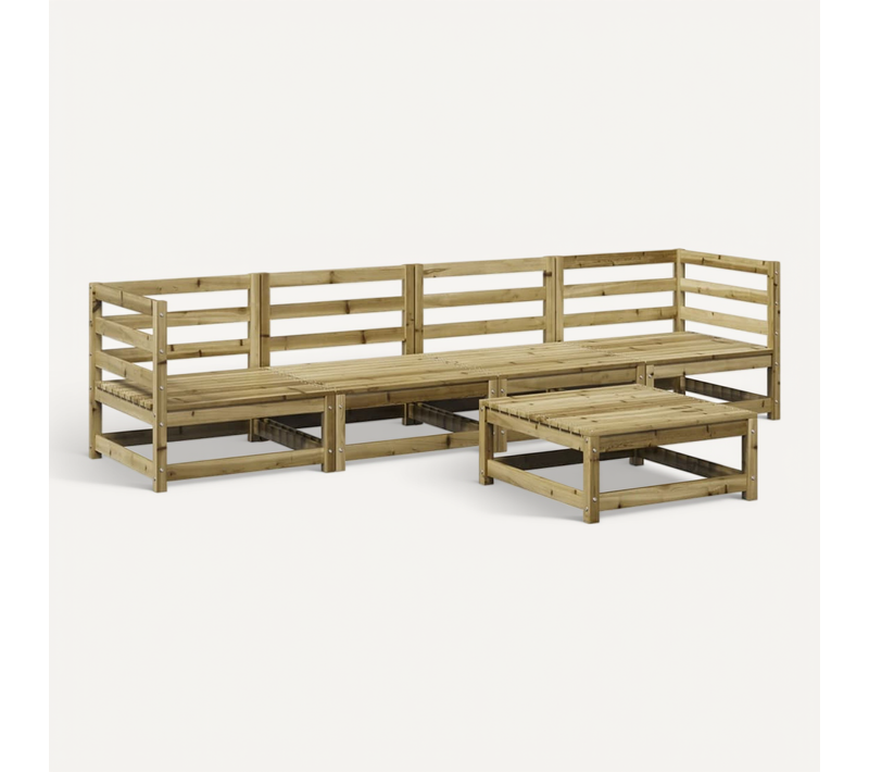 Salon De Jardin 5 Pièces Bois De Pin Imprégné Modulaire