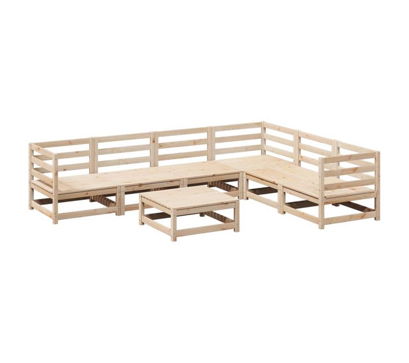 Salon De Jardin 7 Pièces Bois De Pin Massif