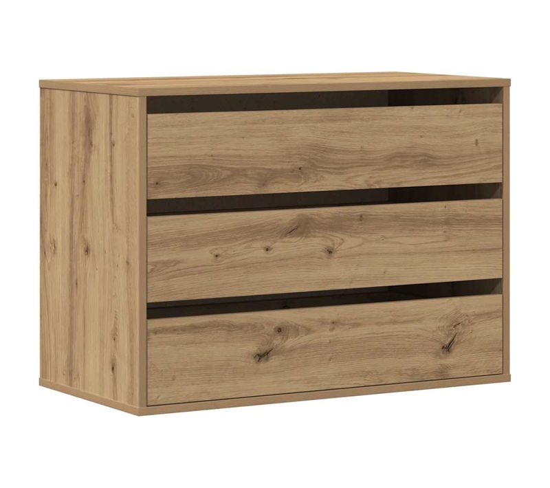 Commode D'angle Chêne Artisanal 80x41x58 Cm Bois Contreplaqué Rangement