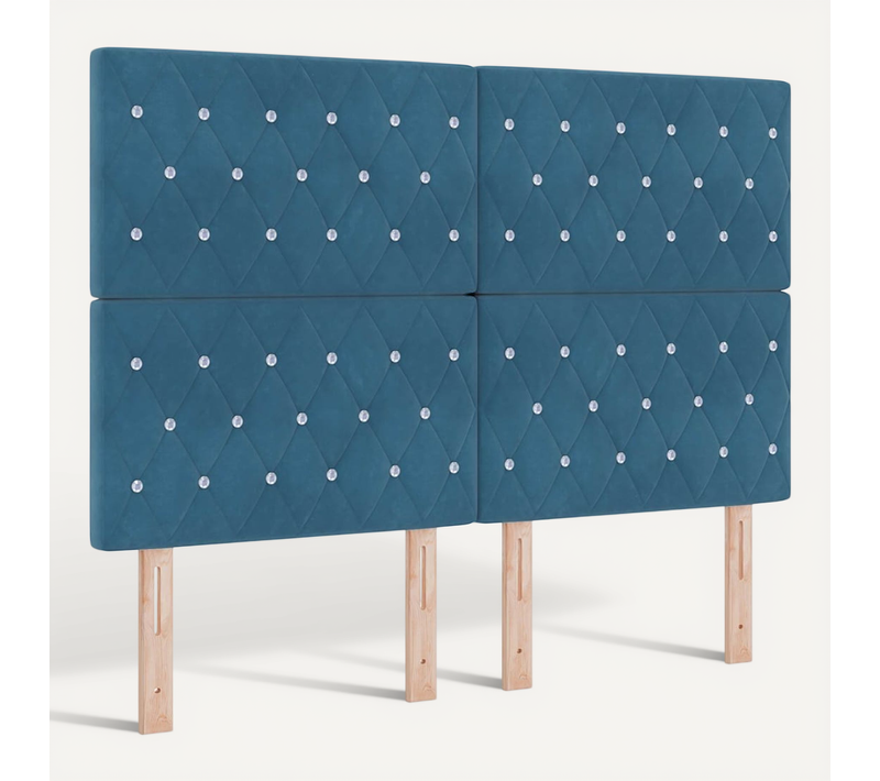 Tête De Lit LED Argyle Bleu Foncé 144 Cm Velours