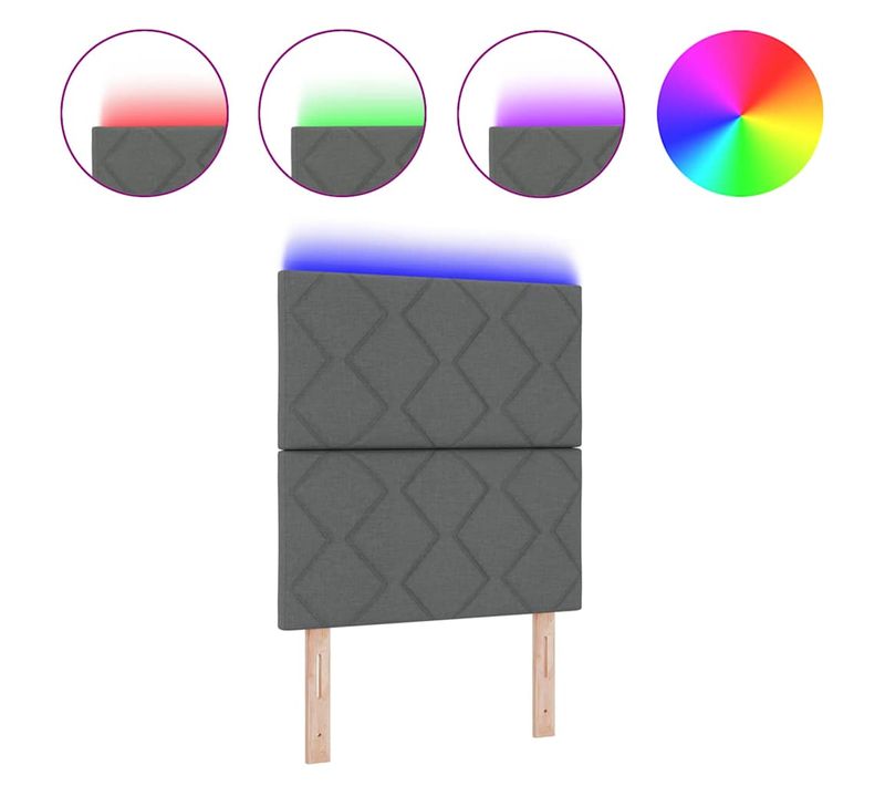 Tête De Lit Avec Des Lumières À LED Réglable Gris 80 Cm Tissu