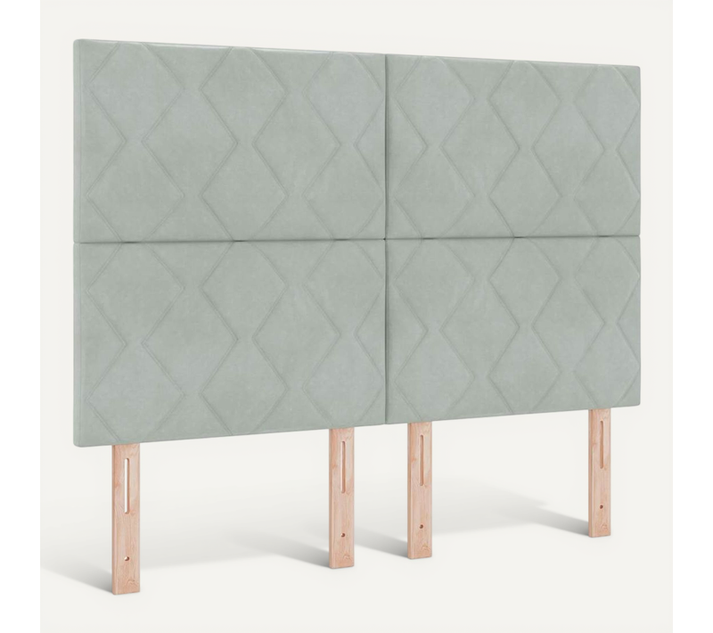 Tête De Lit LED Géométrique Gris Clair 144 Cm Velours