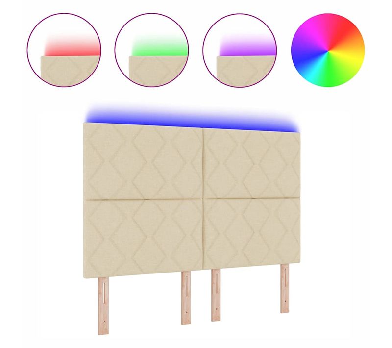 Tête De Lit Avec Des Lumières À LED Réglable Crème 160 Cm Tissu