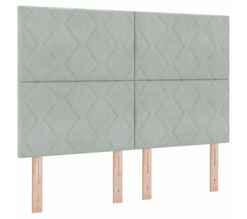 Tête De Lit LED Géométrique Gris Clair 160 Cm Velours