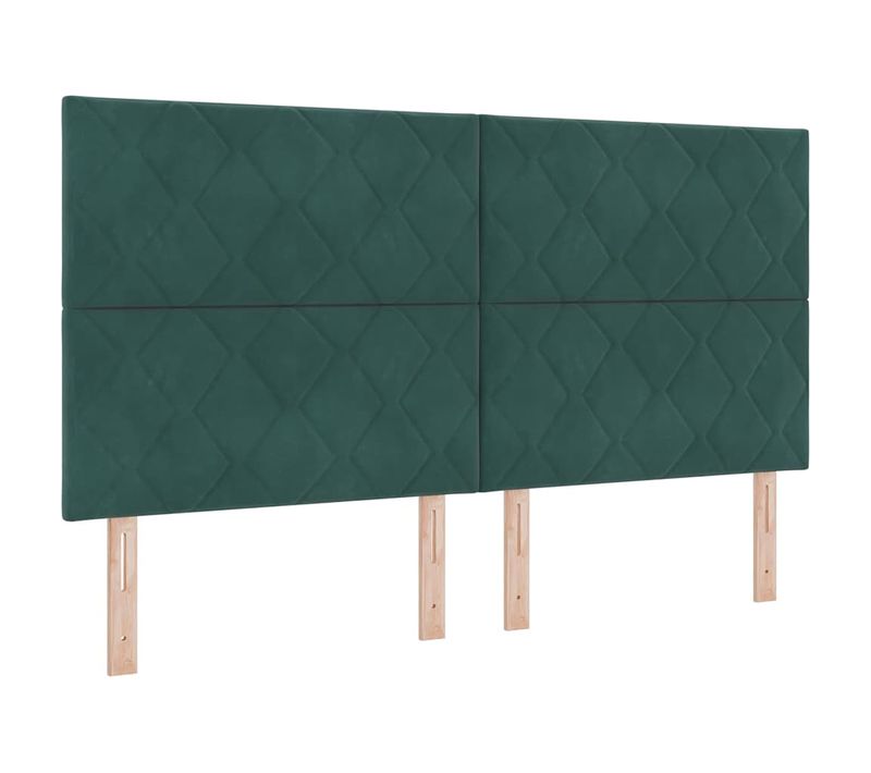 Tête De Lit LED Géométrique Vert Foncé 180 Cm Velours