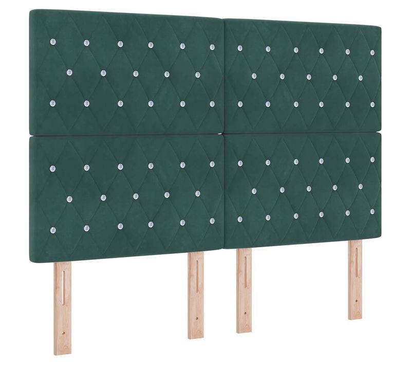 Tête De Lit En Velours Argyle Vert Foncé 160 Cm Velours