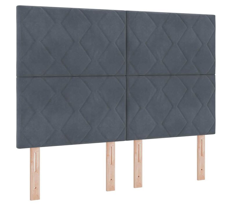 Tête De Lit Montage Mural Géométrique Gris Foncé 144 Cm Velours