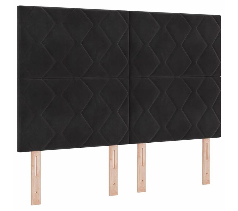 Tête De Lit Montage Mural Géométrique Noir 160 Cm Velours