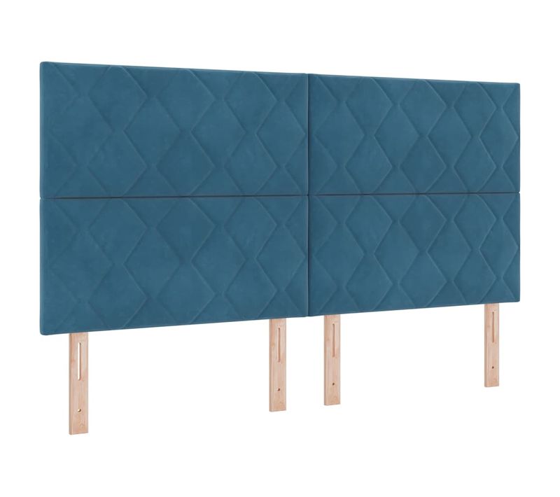 Tête De Lit Montage Mural Géométrique Bleu Foncé 180 Cm Velours