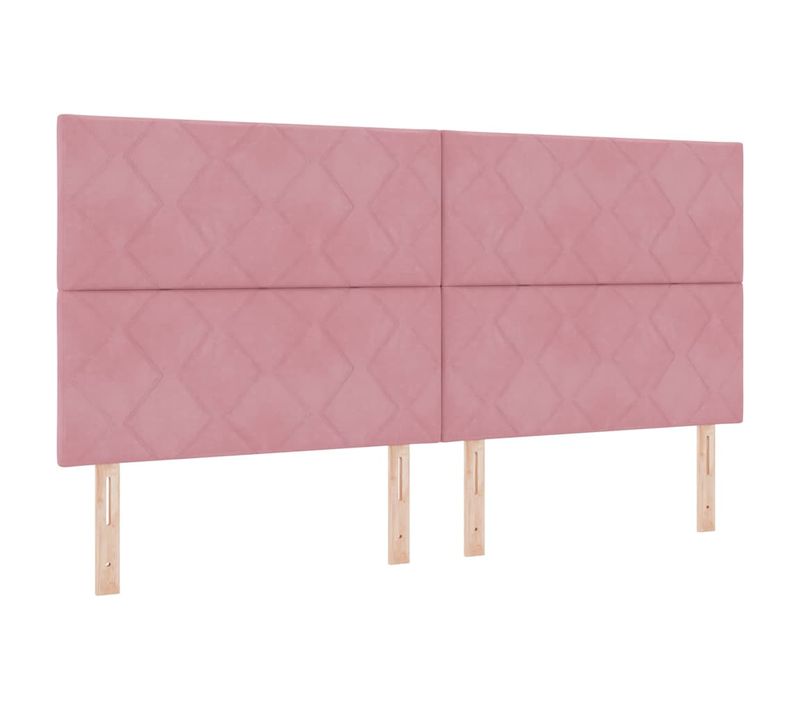 Tête De Lit Montage Mural Géométrique Rose 200 Cm Velours