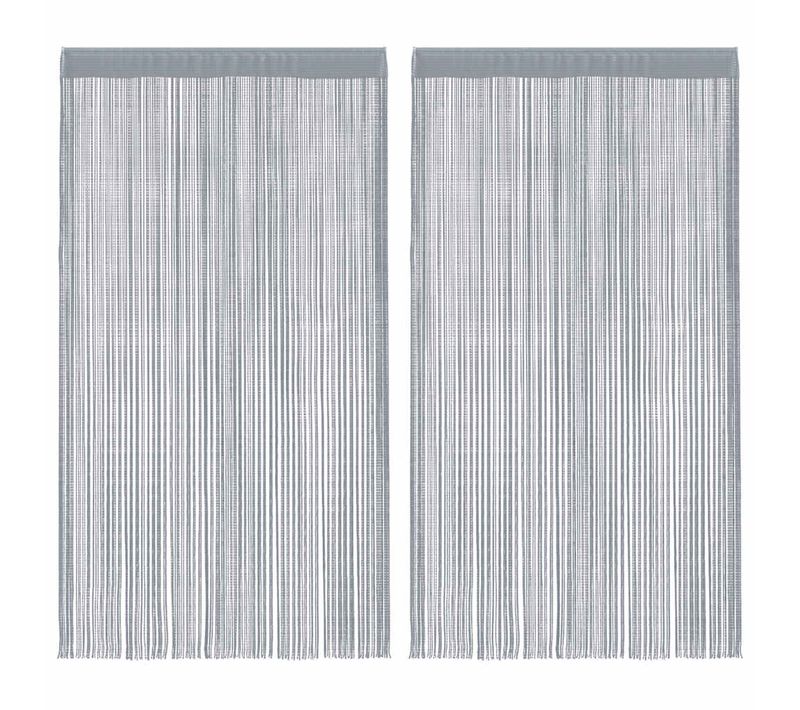 Rideau En Fils 2 Pièces 140 X 250 Cm Gris Clair