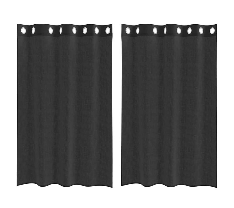 Rideaux En Voile Avec Oeillets 2 Pièces Noir 140x175 Cm