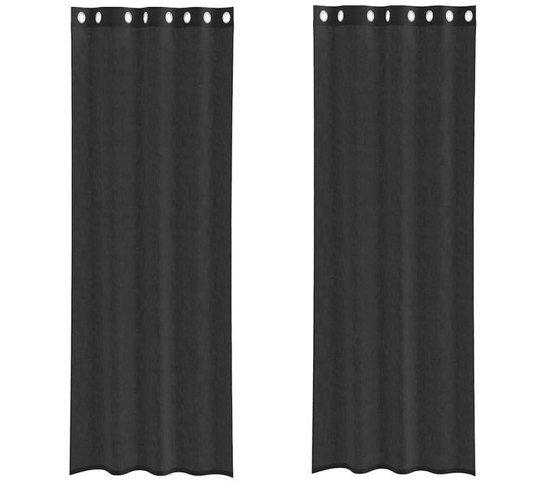 Rideaux En Voile Avec Oeillets 2 Pièces Noir 140x260 Cm