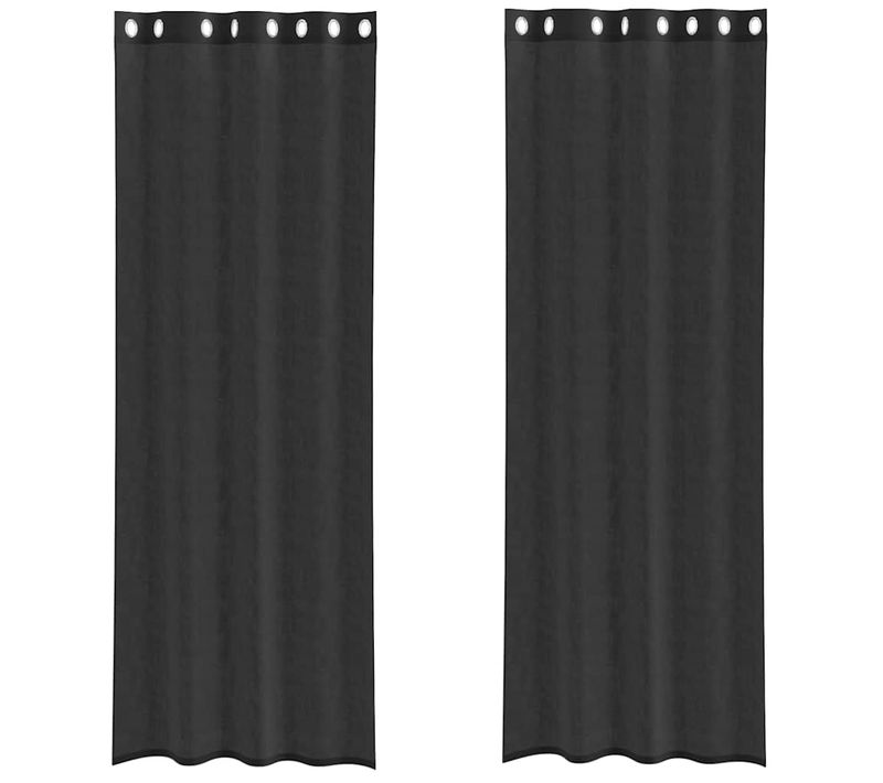 Rideaux En Voile Avec Oeillets 2 Pièces Noir 140x300 Cm