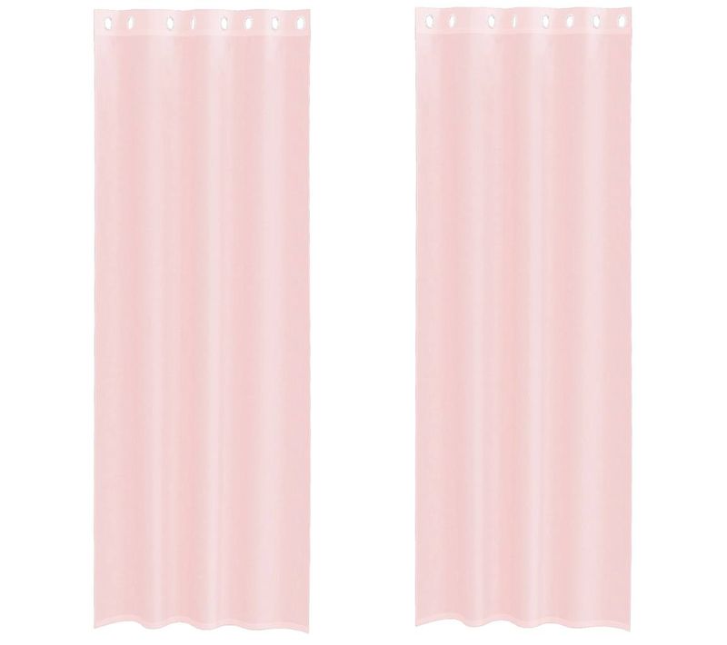Rideaux En Voile Avec Oeillets 2 Pièces Rose Clair 140x300 Cm