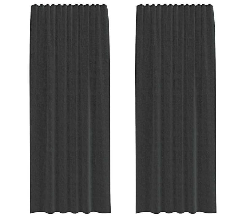 Rideaux En Voile Avec Passe-tringles 2 Pièces Noir