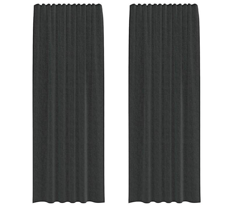 Rideaux En Voile Avec Passe-tringles 2 Pièces Noir
