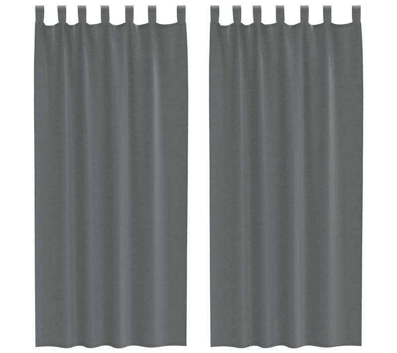 Rideaux En Voile Avec Boucles 2 Pièces Gris Foncé 140x245 Cm