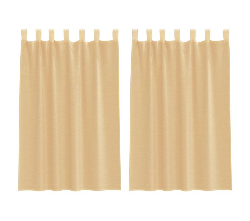 Rideaux En Voile Avec Boucles 2 Pièces Sable 140x175 Cm