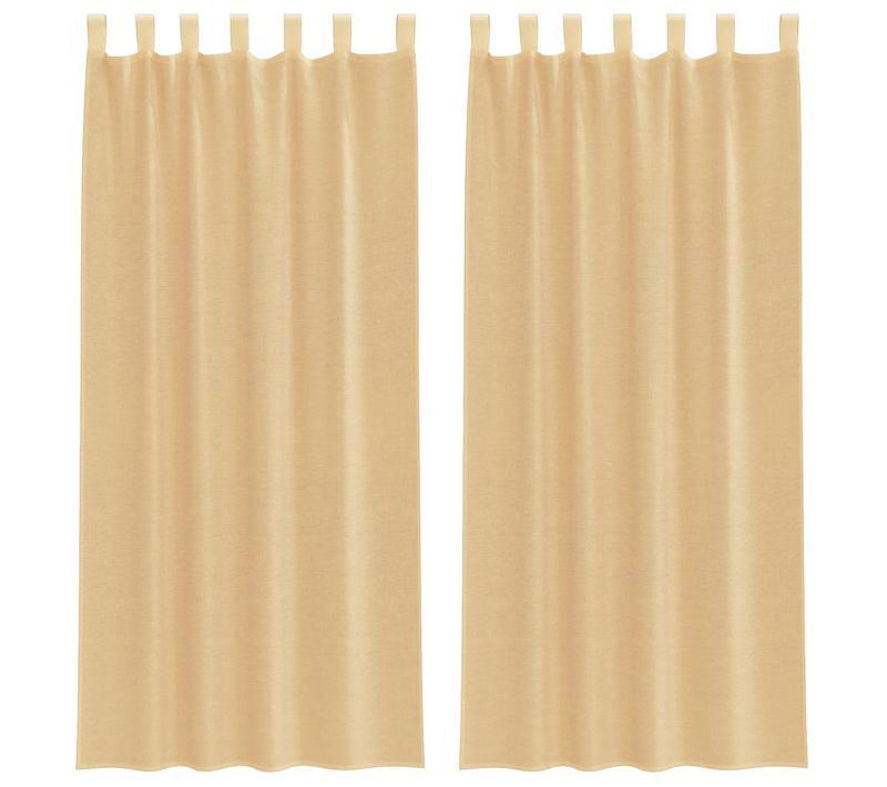 Rideaux En Voile Avec Boucles 2 Pièces Sable 140x225 Cm