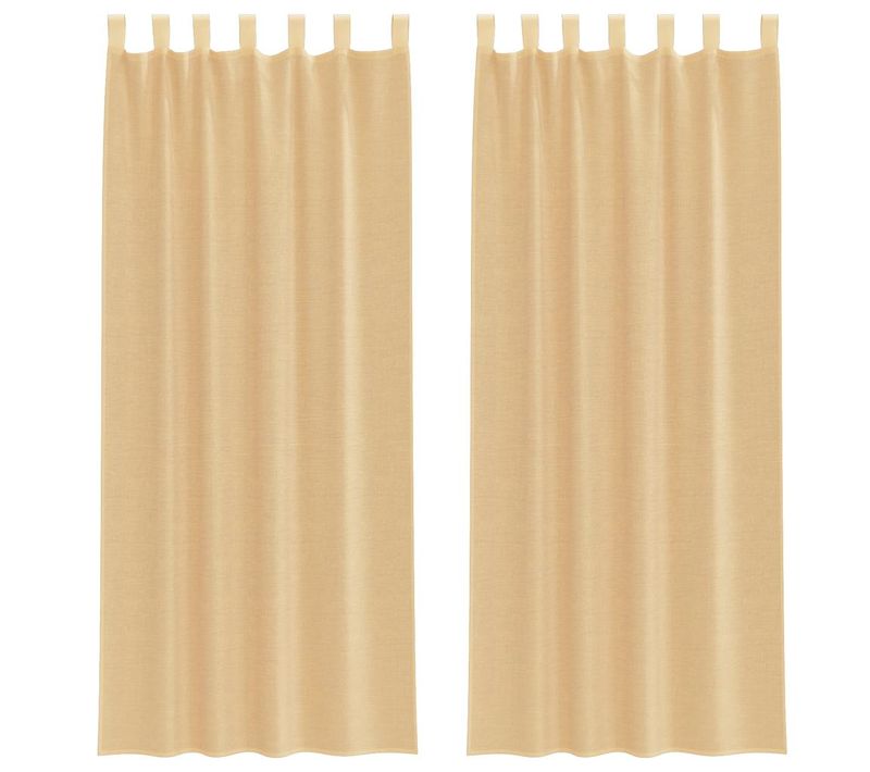 Rideaux En Voile Avec Boucles 2 Pièces Sable 140x260 Cm