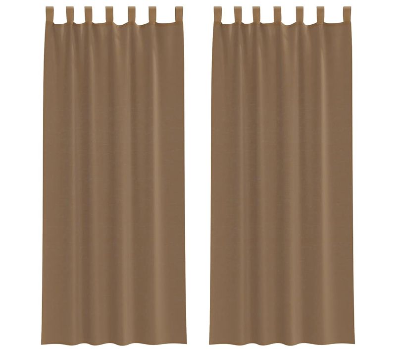 Rideaux En Voile Avec Boucles 2 Pièces Marron Clair 140x260 Cm
