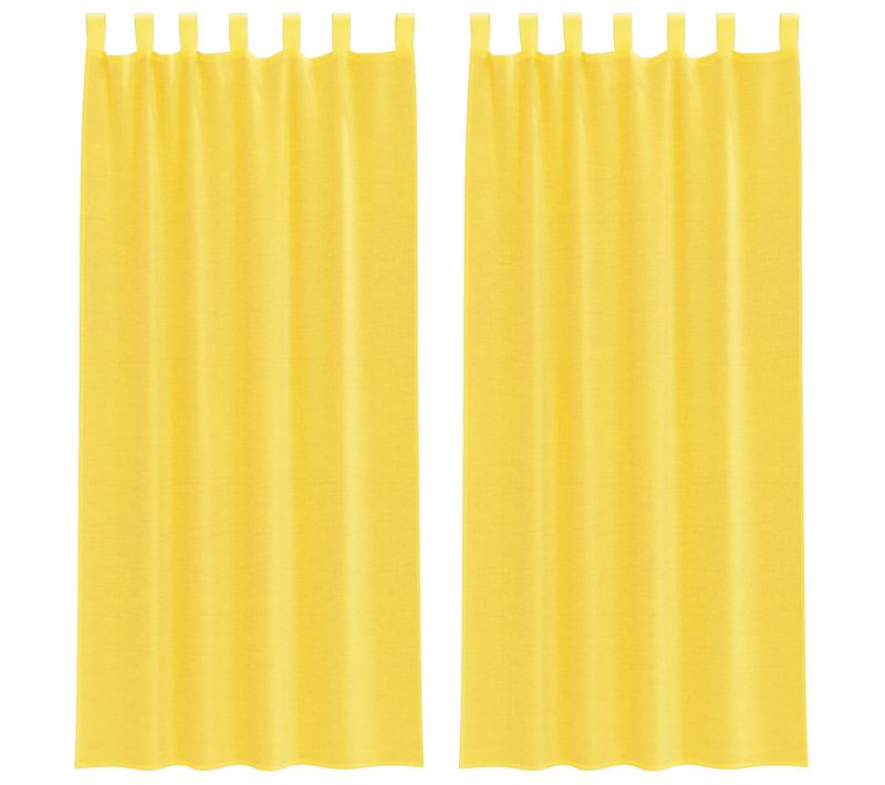 Rideaux En Voile Avec Boucles 2 Pièces Jaune 140x245 Cm