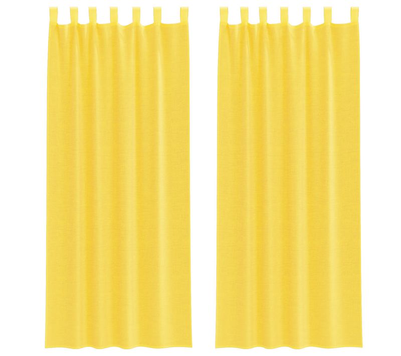 Rideaux En Voile Avec Boucles 2 Pièces Jaune 140x260 Cm