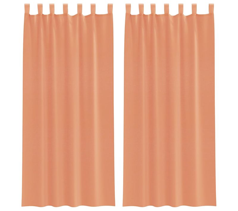 Rideaux En Voile Avec Boucles 2 Pièces Terre Cuite 140x245 Cm