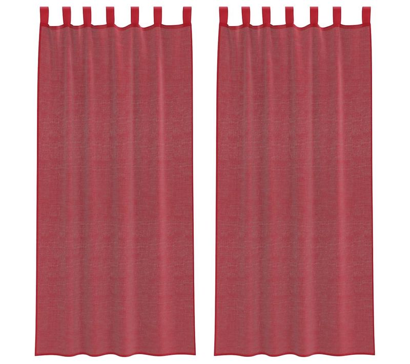 Rideaux En Voile Avec Boucles 2 Pièces Rouge Bordeaux 140x245 Cm