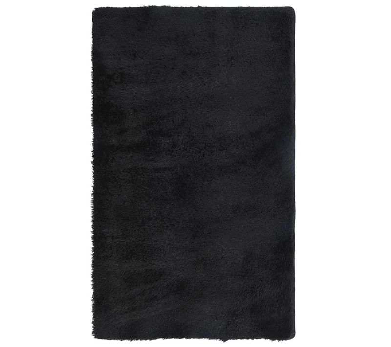 Tapis Shaggy À Poils Longs Navarra Noir 60x100 Cm Polyester
