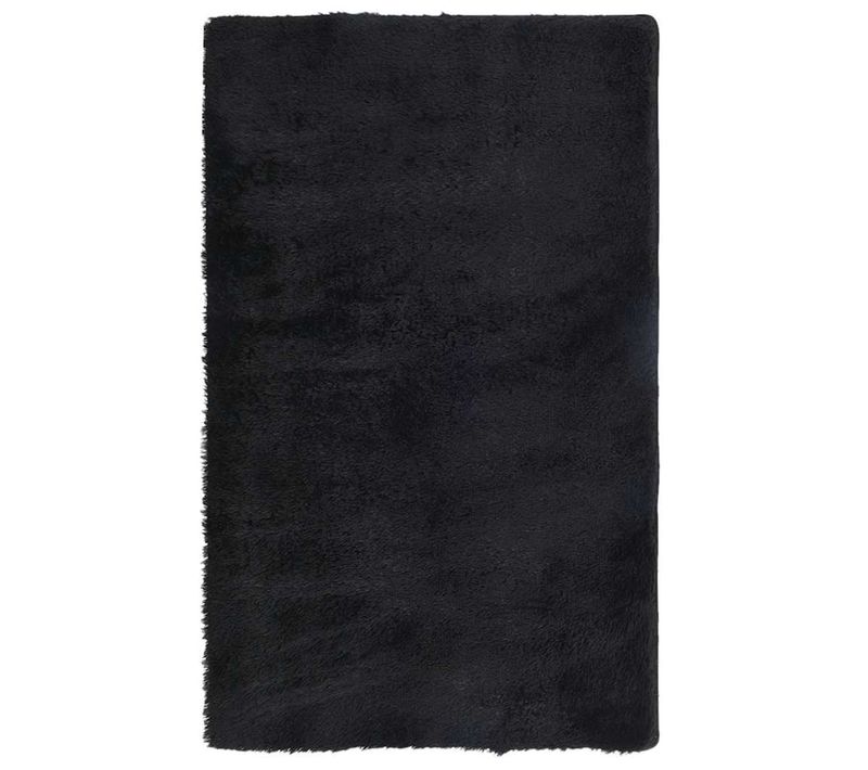 Tapis Shaggy À Poils Longs Navarra Noir 80x150 Cm Polyester