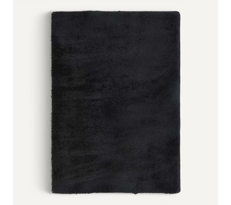 Tapis Shaggy À Poils Longs Navarra Noir 160x230 Cm Polyester