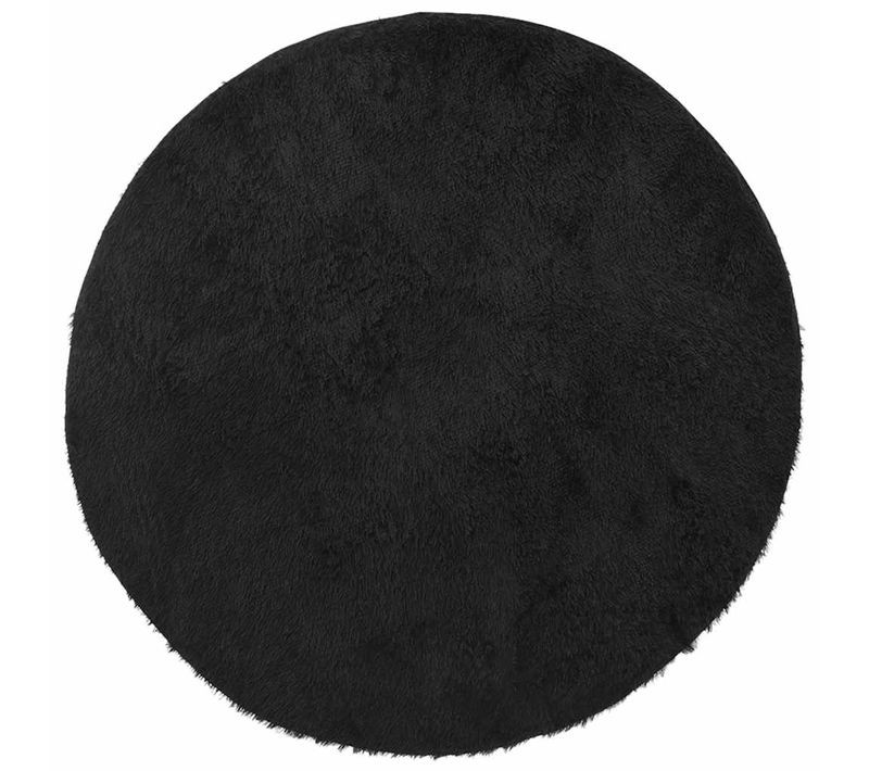 Tapis Shaggy À Poils Longs Navarra Noir 100x100 Cm Polyester