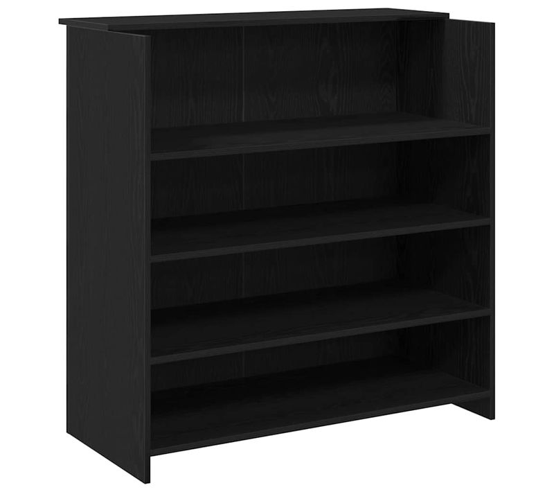 Bureau De Réception Chêne Noir 100x50x103,5 Cm Bois Contreplaqué Grand Espace De Stockage
