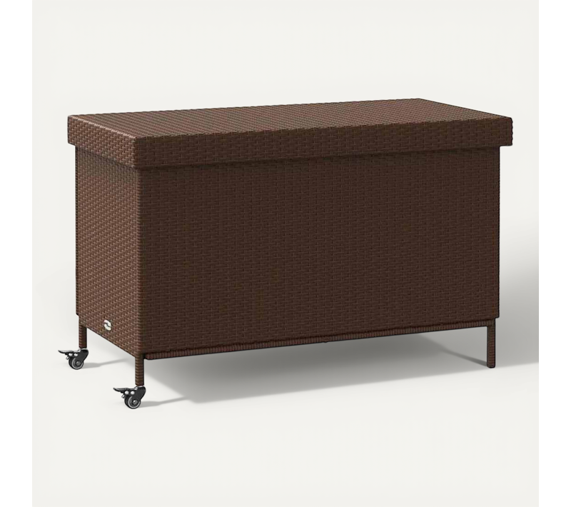 Boîte De Rangement De Jardin Et Roues Marron Résine Tressée