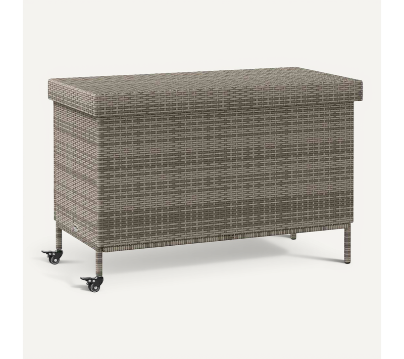 Boîte De Rangement De Jardin Et Roues Gris Résine Tressée Matériaux Résistants À L'eau