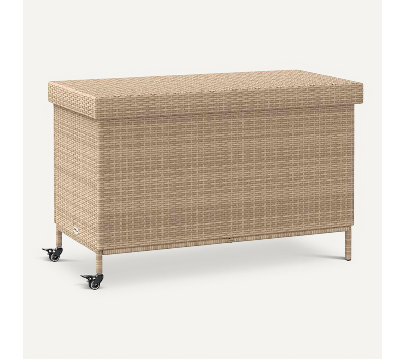 Boîte De Rangement De Jardin Et Roues Résine Tressée