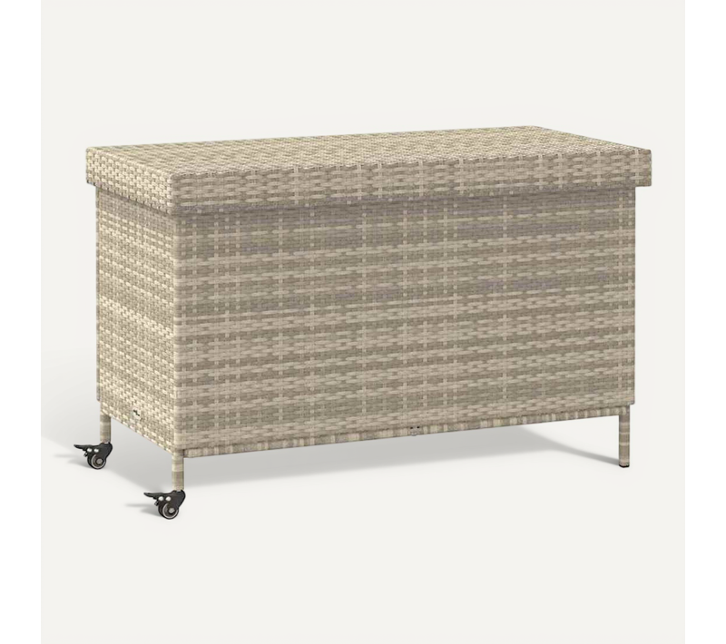 Boîte De Rangement De Jardin Et Roues Gris Clair Résine Tressée
