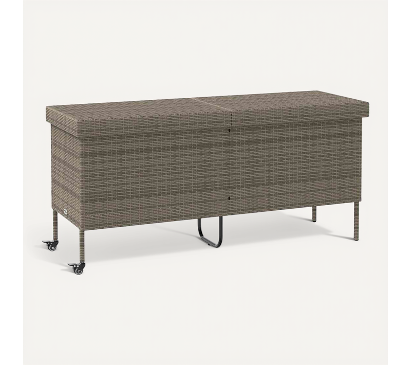 Boîte De Rangement De Jardin Et Roues Gris Résine Tressée Grand Espace De Stockage