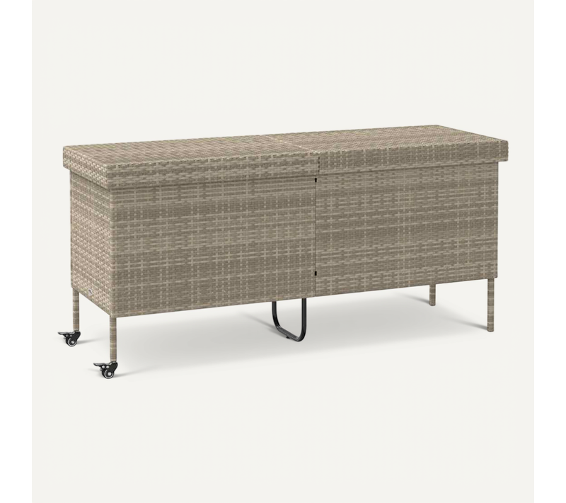 Boîte De Rangement De Jardin Et Roues Gris Clair Résine Tressée