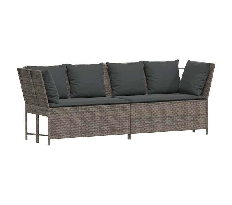 Canapé De Jardin Avec Coussins Gris Résine Tressée