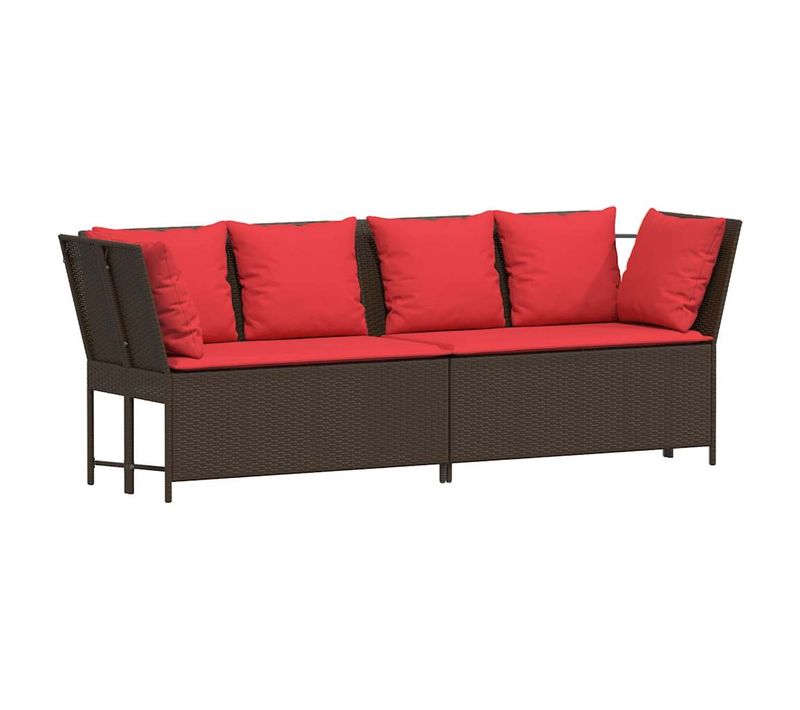 Canapé De Jardin Avec Coussins Marron Résine Tressée