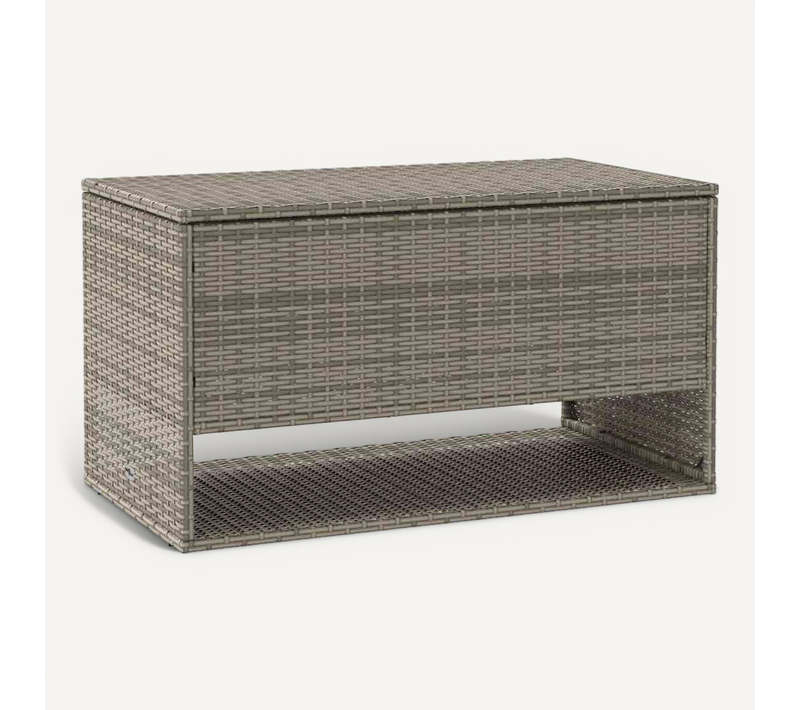 Coffre À Coussins D'extérieur Gris 100x55x55,5cm Résine Tressée Rangement
