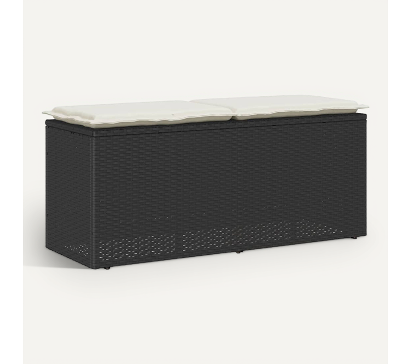 Banc De Jardin Avec Coussin Noir 110x40x44 Cm Résine Tressée