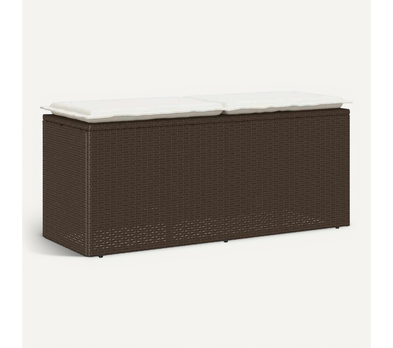 Banc De Jardin Avec Coussin Marron 110x40x44 Cm Résine Tressée