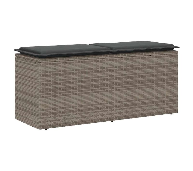 Banc De Jardin Avec Coussin Gris 110x40x44 Cm Résine Tressée