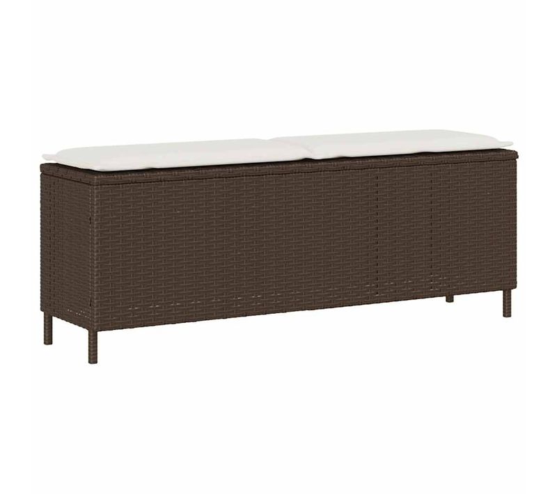 Banc De Jardin Avec Coussin Marron 110x30x40,5cm Résine Tressée